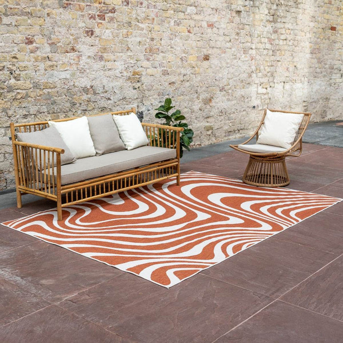 Interieur05 Buitenkleed Swirl Rechthoek - Roest - Dubbelzijdig