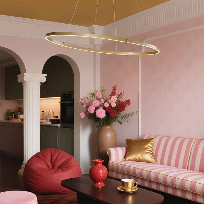 QAZQA Design hanglamp messing 120cm incl. LED 3-staps dimbaar -