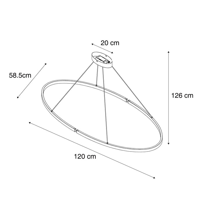 QAZQA Design hanglamp messing 120cm incl. LED 3-staps dimbaar -