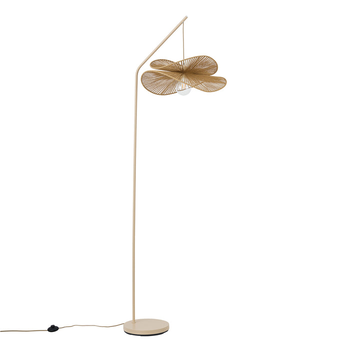 QAZQA Art Deco vloerlamp beige met beige kap - Nest