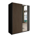 Meubella - Kledingkast Deliryon - Zwart - 150 cm - Met spiegel