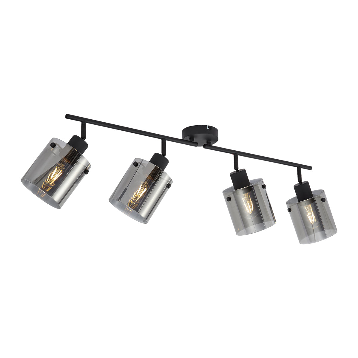 QAZQA Design plafondspot zwart met smoke glas 4-lichts - Domo