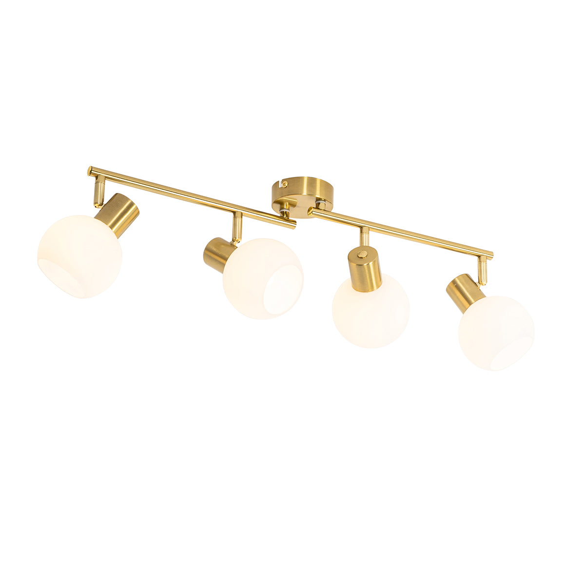 QAZQA Smart plafondspot goud met opaal glas 4-lichts verstelbaar