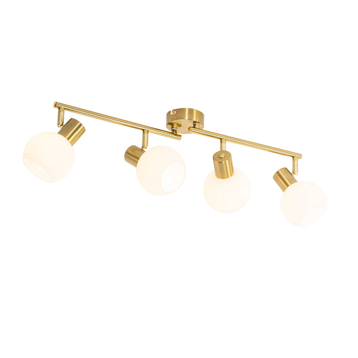 QAZQA Smart plafondspot goud met opaal glas 4-lichts verstelbaar
