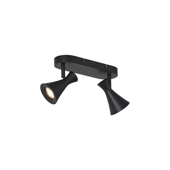 QAZQA Moderne plafondspot zwart 2-lichts draai- en kantelbaar -