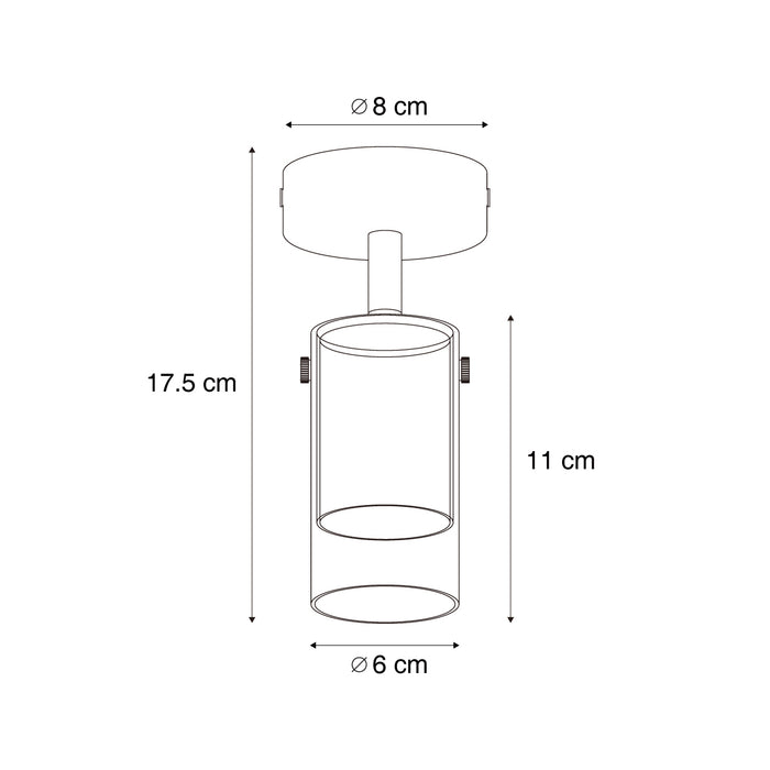 QAZQA Moderne plafondspot gunmetal met glas draai- en verstelbaar -