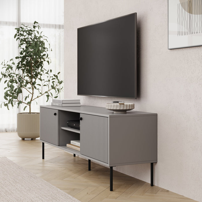 Meubella - TV-Meubel Ilux - Grijs - 158 cm