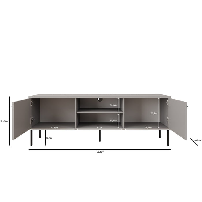 Meubella - TV-Meubel Ilux - Grijs - 158 cm