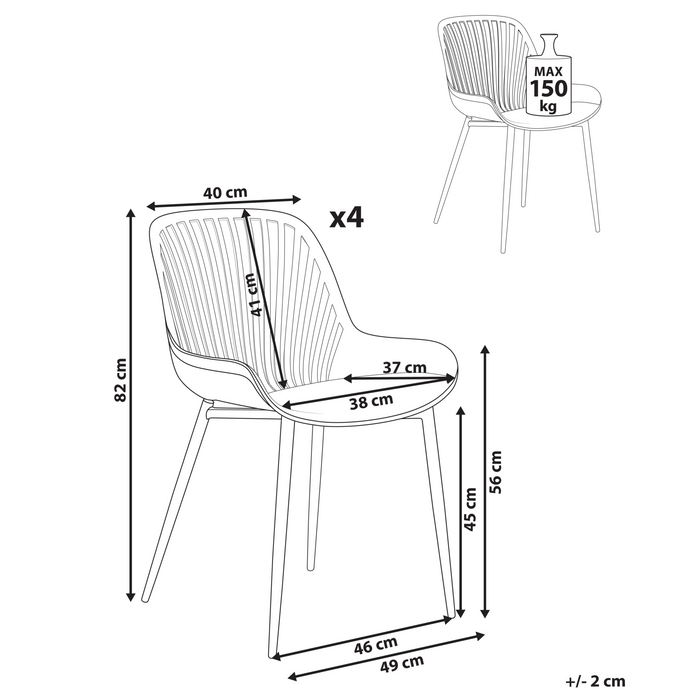 Beliani-KLEVE-Set van 4 eetkamerstoelen-Wit-Synthetisch materiaal