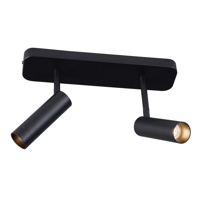 QAZQA Afgeronde plafondspot zwart GU10 35mm 2-lichts draai- en