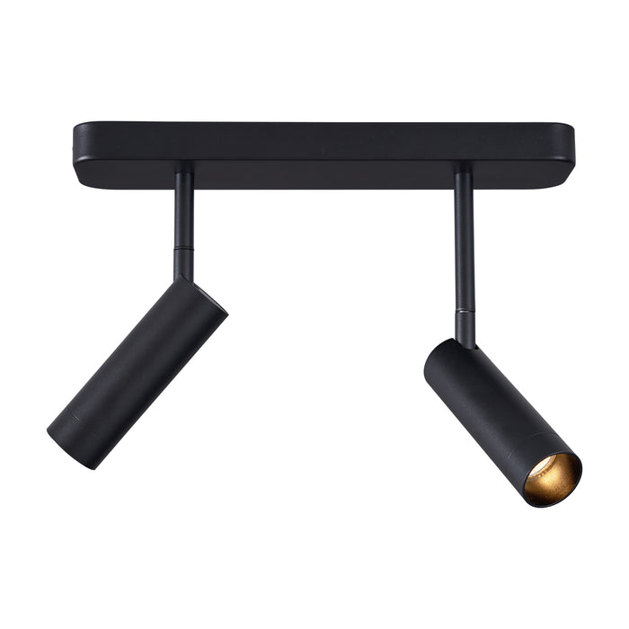 QAZQA Afgeronde plafondspot zwart GU10 35mm 2-lichts draai- en