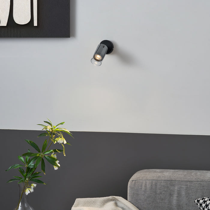 QAZQA Moderne plafondspot gunmetal met glas draai- en verstelbaar -