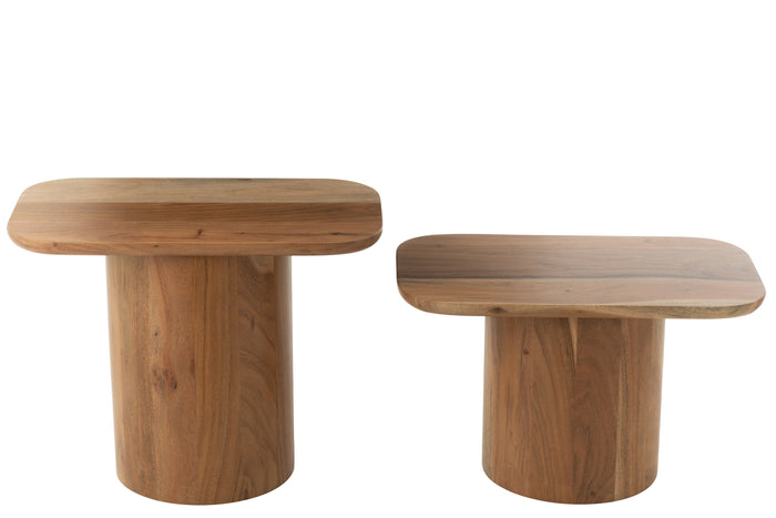 J-Line bijzettafel Acacia - hout - naturel - set van 2