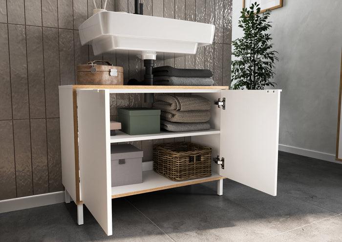 Germania Topeka Wit | Eiken Badmeubel Set Drie