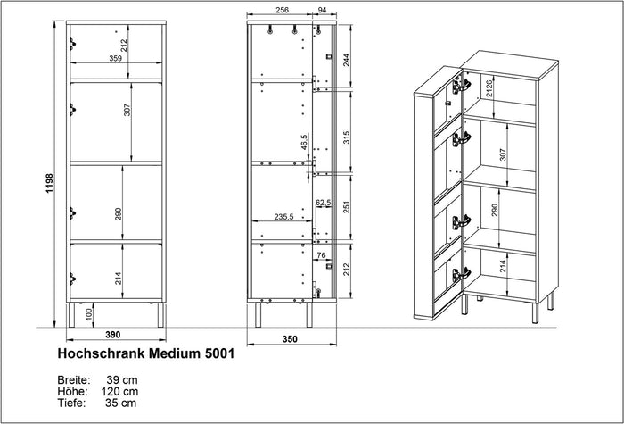 Germania Topeka Wit | Eiken Badmeubel Set Drie