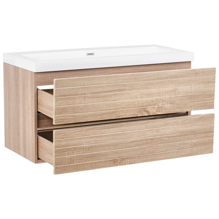 Beliani - URUCU - Wandgemonteerde wastafelkast - Lichtbruin - MDF