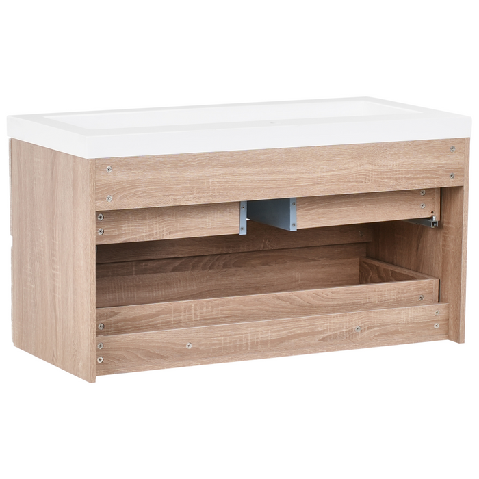Beliani - URUCU - Wandgemonteerde wastafelkast - Lichtbruin - MDF