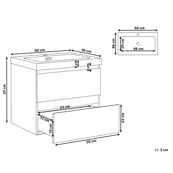 Beliani - CARDIEL - Wandgemonteerde wastafelkast - Wit - MDF