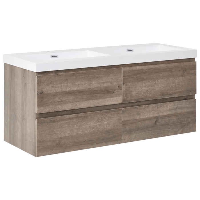 Beliani - VIEDMA - Wandgemonteerde dubbele wastafelkast - Taupe - MDF