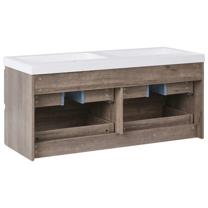 Beliani - VIEDMA - Wandgemonteerde dubbele wastafelkast - Taupe - MDF