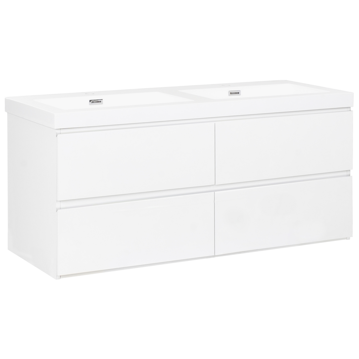 Beliani - CARDIEL - Wandgemonteerde dubbele wastafelkast - Wit - MDF