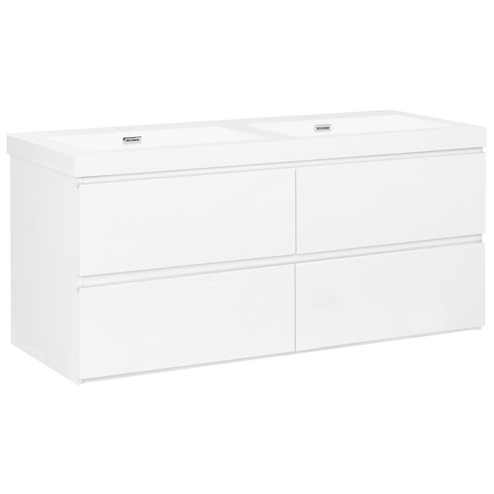 Beliani - CARDIEL - Wandgemonteerde dubbele wastafelkast - Wit - MDF