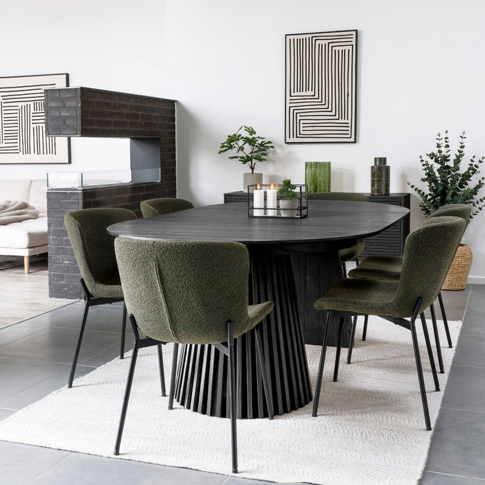 House Nordic Osaka Zwart Eiken Eettafel Rond | Uitschuifbaar