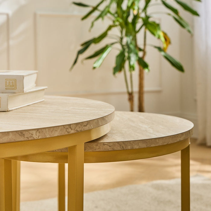 Calicosy - Set van 2 Ronde Nesttafels LENNY - Ø70 cm