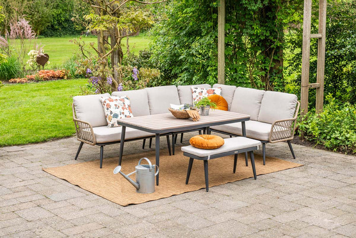 GI Allasio lounge-dining hoekset (5-delig) - Carbon black|Zand