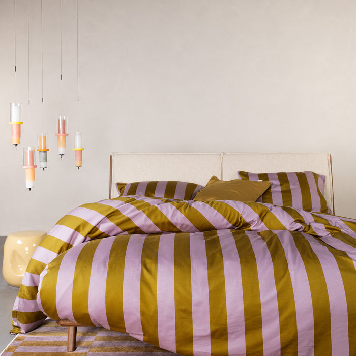Essenza Minte Stripe Dekbedovertrek 240 x 220|220 cm - Purple|Olive