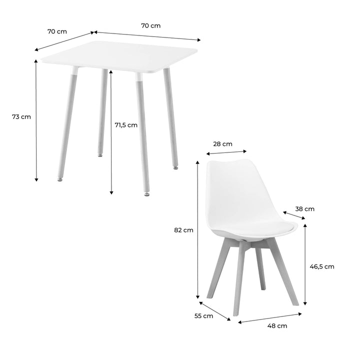 sweeek - Scandinavische vierkante eettafel in hout, 2 stoelen