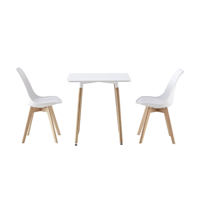 sweeek - Scandinavische vierkante eettafel in hout, 2 stoelen