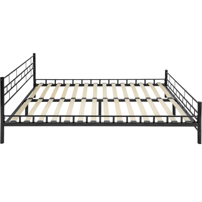 tectake® Metalen bed met lattenbodem in modern ontwerp - Zwart