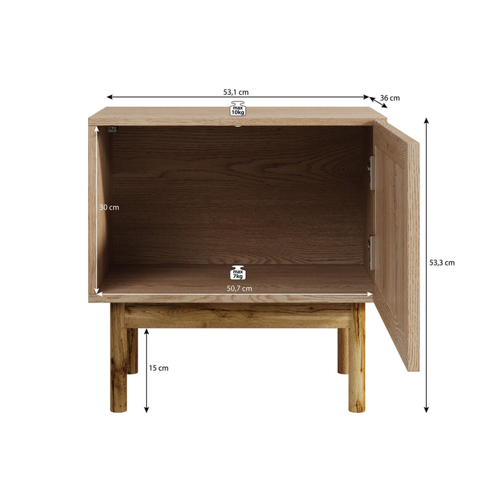 Meubella - Nachtkastje Storm - Eiken - 53 cm