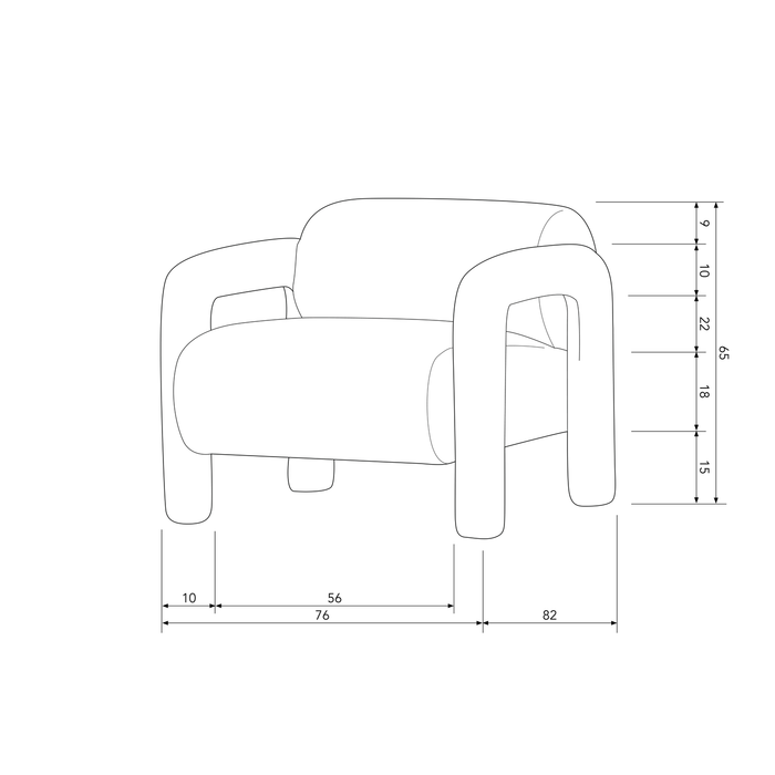 WOOOD Lenny Fauteuil - Polyester  - Zand - 65x76x82