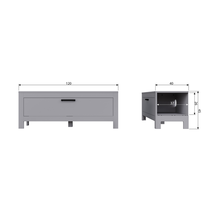 WOOOD Bonk Tv Meubel - Grenen - Mist - 45x120x40