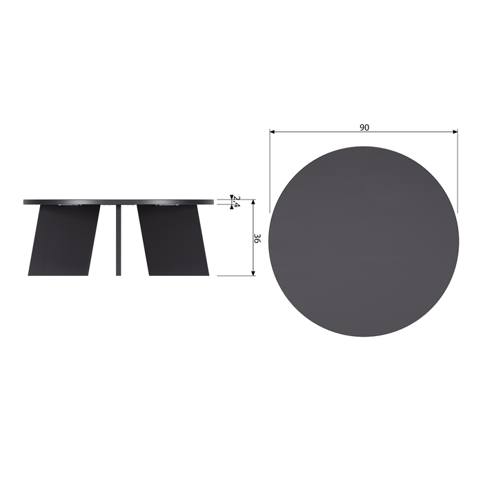 WOOOD Fries Salontafel - Eiken - Blacknight - 36x90x90