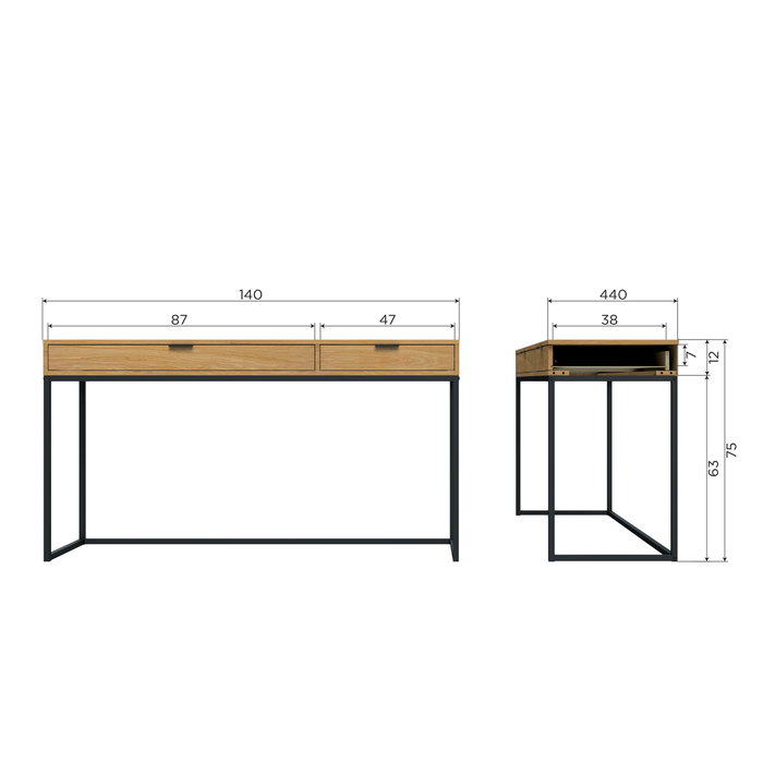 WOOOD Silas Bureau - Eiken - Melamine - 74x140x44