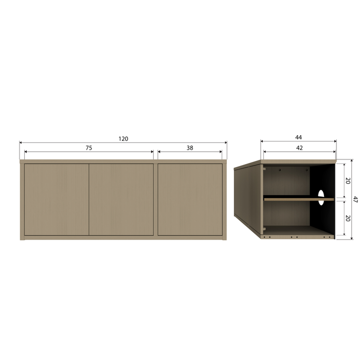 WOOOD Turner TV-Meubel - Grenen - Mud - 47x120x44