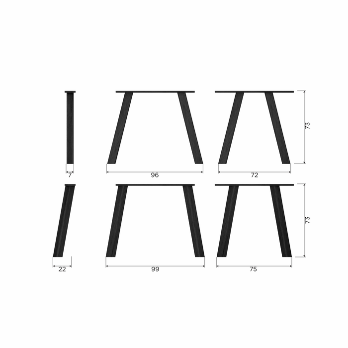 WOOOD Haarlem 4-standen poot - Eiken - Zwart - Set van 2