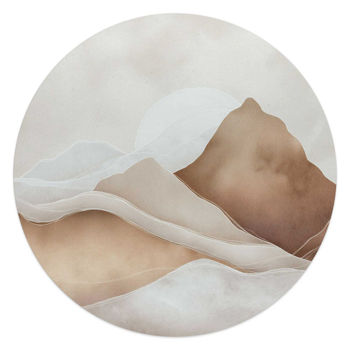 Reinders - Zon achter de bergen - Glasschilderij Ø 50 cm - Beige