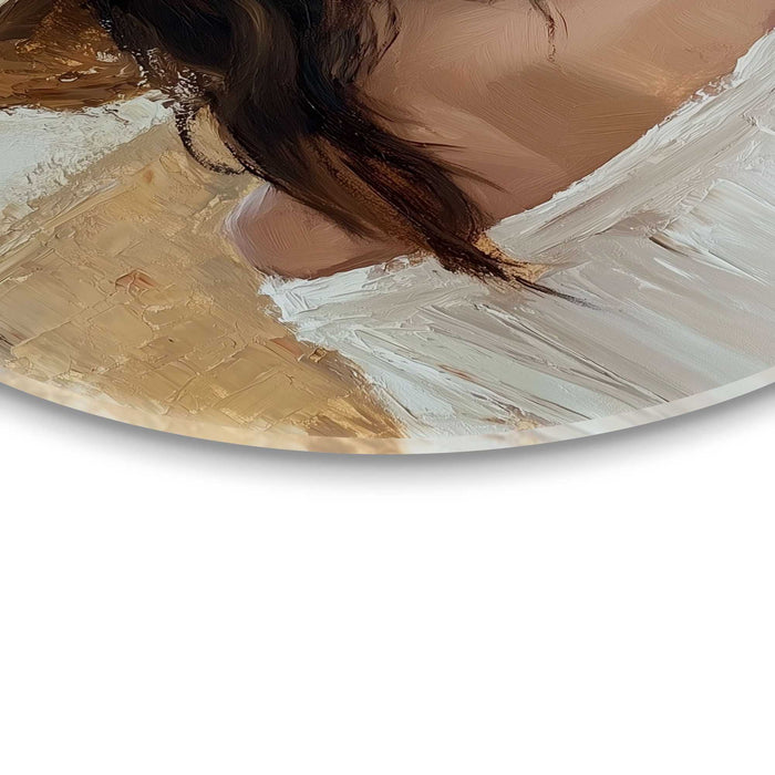 Reinders - Onder de strohoed - Glasschilderij Ø 50 cm - Beige