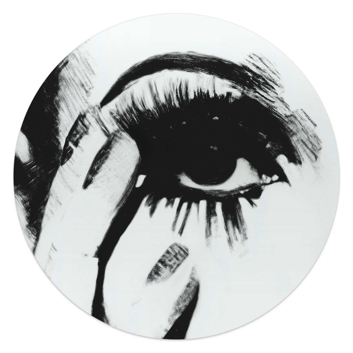 Reinders - Smokey Eye - Glasschilderij Ø 50 cm - Zwart-Wit