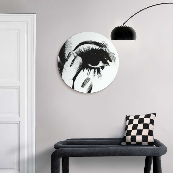 Reinders - Smokey Eye - Glasschilderij Ø 50 cm - Zwart-Wit