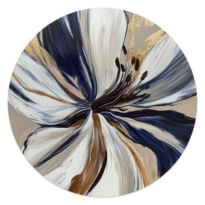 Reinders - Glamour bloem - Glasschilderij Ø 50 cm - Blauw