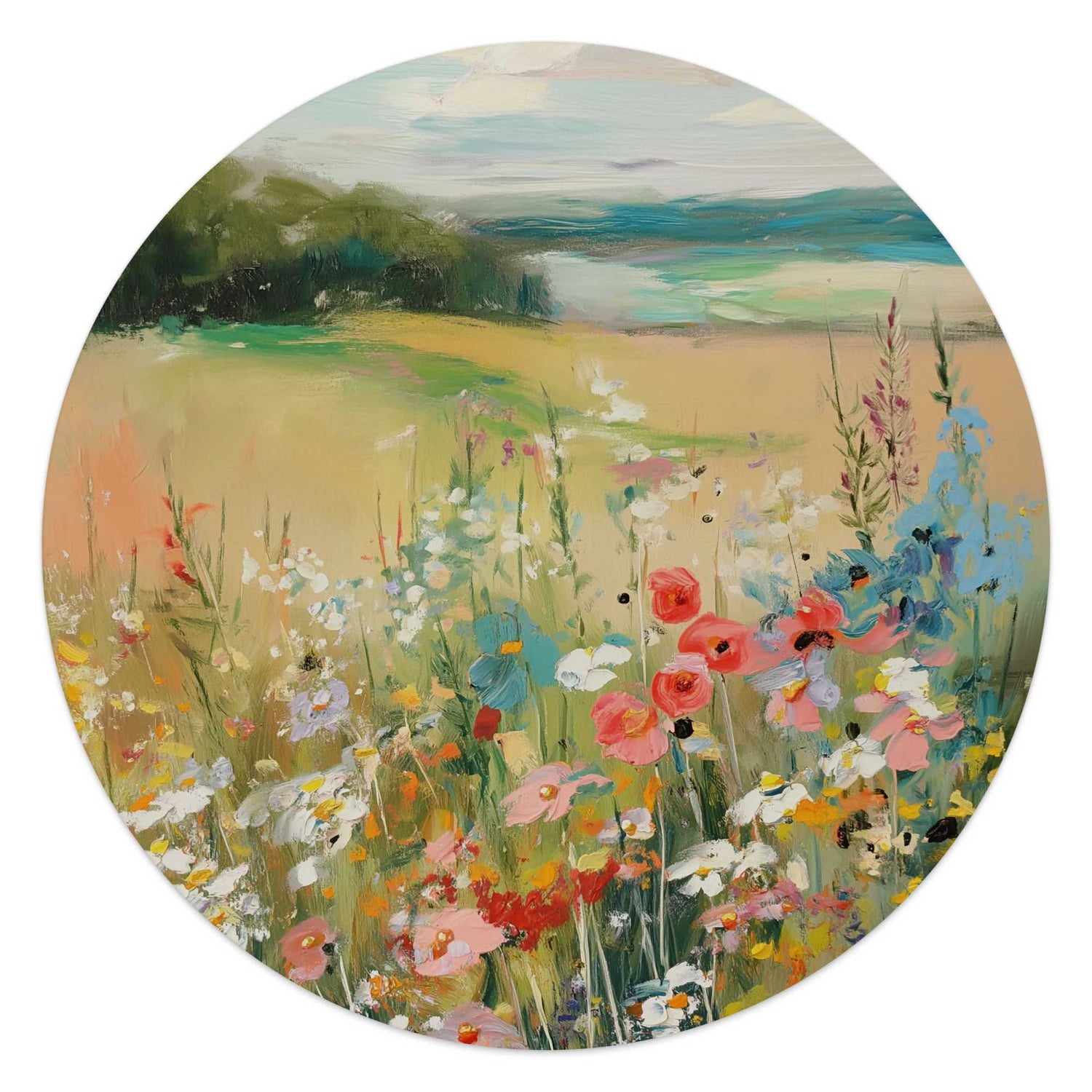 Reinders - Zomers strand - Glasschilderij Ø 50 cm - Beige