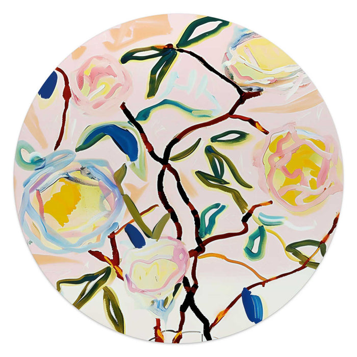 Reinders - Abstracte Bloesem - Glasschilderij Ø 50 cm - Bont