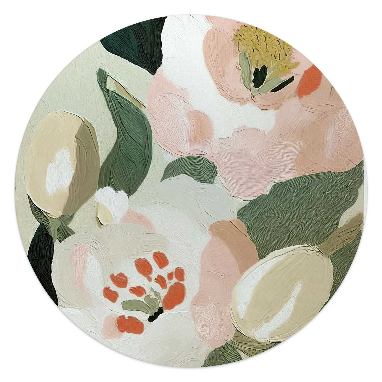 Reinders - Pastel bloemen - Glasschilderij Ø 50 cm - Groen