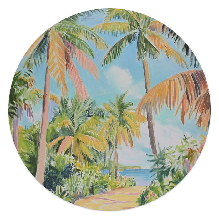 Reinders - Pad tussen de palmbomen - Glasschilderij Ø 50 cm - Groen