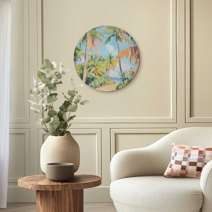 Reinders - Pad tussen de palmbomen - Glasschilderij Ø 50 cm - Groen